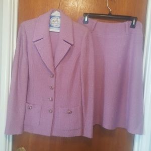 St John Collection 2 Pc Lilac Textured Knit Suit